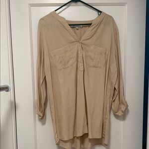 Elegant Beige Button-Up Blouse